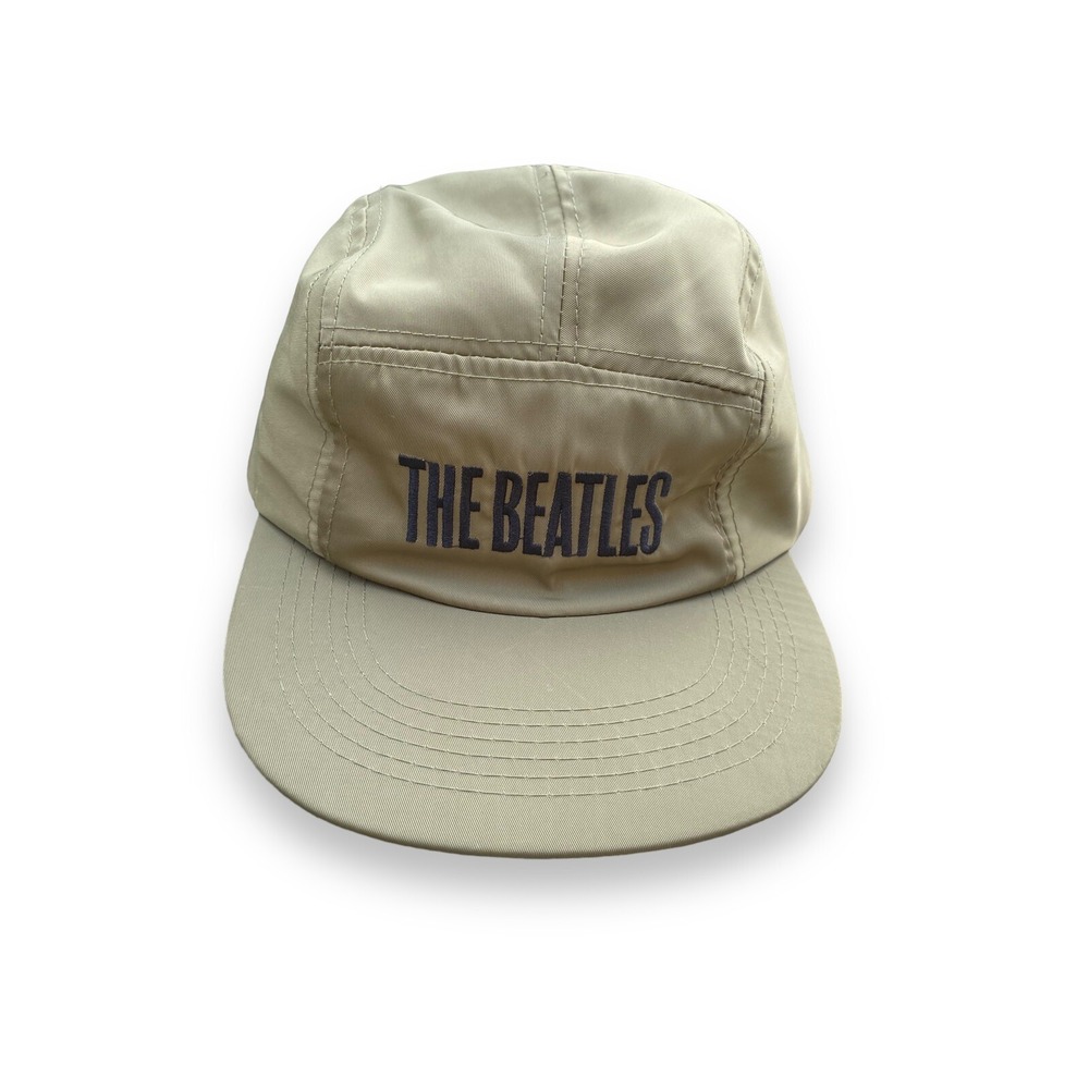 The Beatles 5 Panel Hat Cap‎ Clip Back Olive Green Script Nylon Adjustable Mens